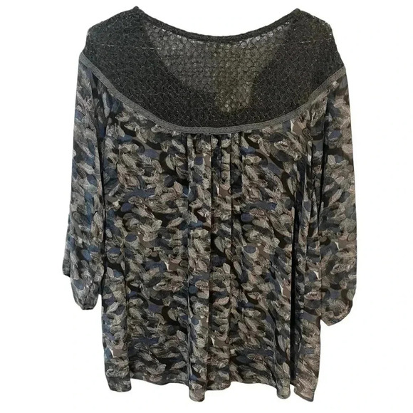 Mystree size L NWT pull-over sheer blouse with 3/4 sleeves w/elastic at cuff - Picture 2 of 10